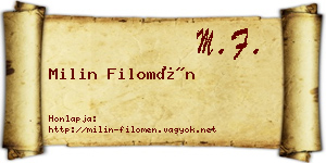 Milin Filomén névjegykártya